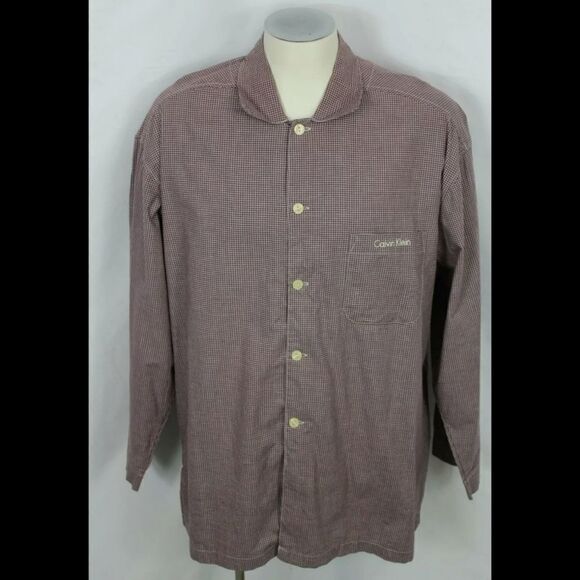 VINTAGE CALVIN KLEIN LOGO POCKET CHECK BUTTON L/S - Picture 1 of 5